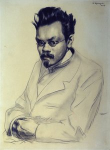 Portret van Alexei M. Remizov, 1907 door Boris Mikhailovich Kustodiev